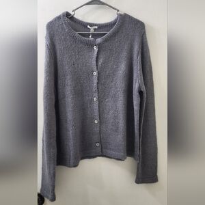 New NIA Classic Women's Gray Button-Front Knit Cardigan, Size Small.
